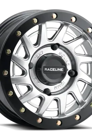 Free Shipping Raceline A12SB Squad 15x7in/4x137 BP/38mm Offset/110.18mm Bore - Silver & Black Ring Beadlock Wheel