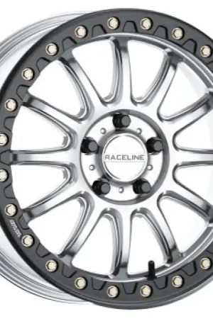 Best Seller Raceline A14SB Alpha 17x7in/5x114.3 BP/25mm Offset/114.3mm Bore - Silver & Blk Ring Beadlock Wheel