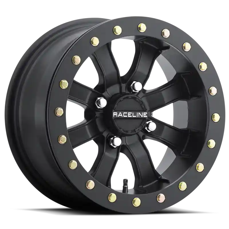 Raceline A71B Mamba 15x7in / 4x137 BP / 0mm Offset / 110.18mm Bore - Satin Black Beadlock Wheel Seasonal Sale