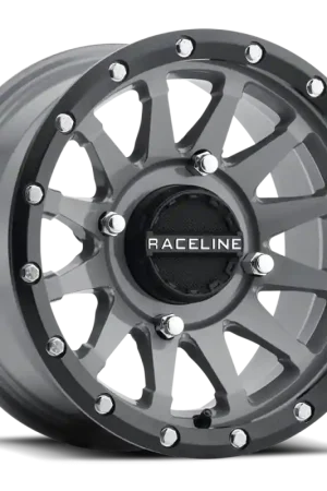 Raceline A95SG Trophy 14x7in / 4x110 BP / 10mm Offset / 83.8mm Bore - Grey & Black Lip Wheel Buy Online