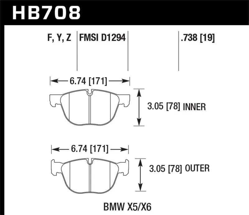 Seasonal Sale Hawk 07-08 BMW X5 3.0si/4.8i / 09-13 X5 Xdrive / 08-13 X6 Xdrive HPS Front Brake Pads
