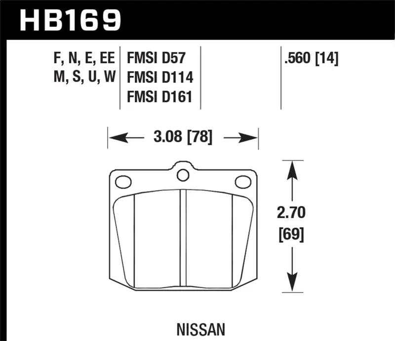 Affordable Hawk Nissan 810/240Z/260Z/280Z/620 / Toyota Corona/Cressida/Crown/Pickup Blue 9012 Front Race Pads