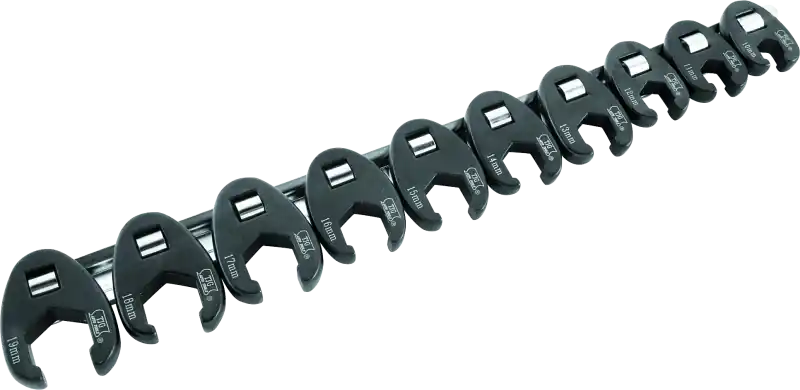BikeMaster 10-pc 3/8in Drive Metric Flare Crow Foot Wrench Set Original