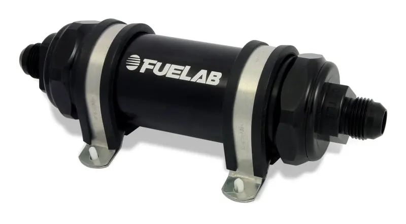 Luxury Fuelab 828 In-Line Fuel Filter Long -10AN In/Out 100 Micron Stainless - Black