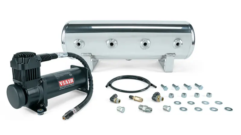 Air Lift 2.5 Gal. Polished Tank w/ Viair 444b Blk Compressor (Incl. Fittings & Mounting Hardware) Best Seller