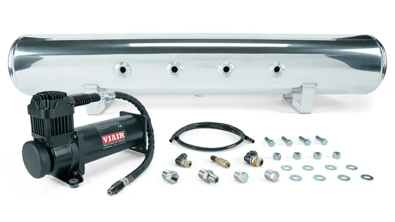 In Demand Air Lift 5 Gal. Polished Tank w/ Viair 444b Blk Compressor (Incl. Fittings & Mounting Hardware)