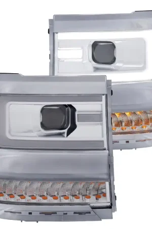 Last Chance ANZO 16-17 Chevy Silverado 1500 Projector Headlights Plank Style Design Chrome w/ Amber