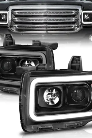 Buy Today ANZO 2015+ GMC Canyon Projector Headlights w/ Plank Style Design Black w/ Amber