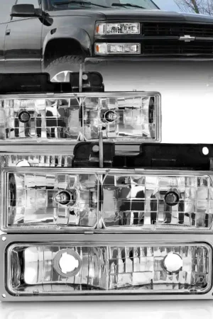 ANZO 88-98 Chevrolet C1500 Crystal Headlights Chrome w/ Signal and Side Marker Lights In Demand