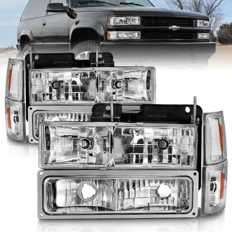 ANZO 88-98 Chevrolet C1500 Crystal Headlights Chrome w/ Signal and Side Marker Lights In Demand