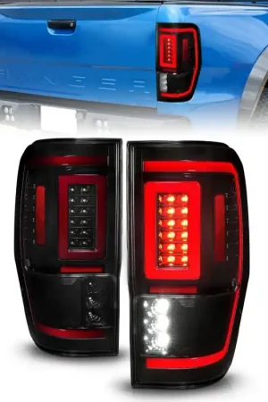 Direct From Manufacturer ANZO 19-22 Ford Ranger Full LED Taillights w/ Lightbar Sequential Signal Black Housing/Smoke Lens