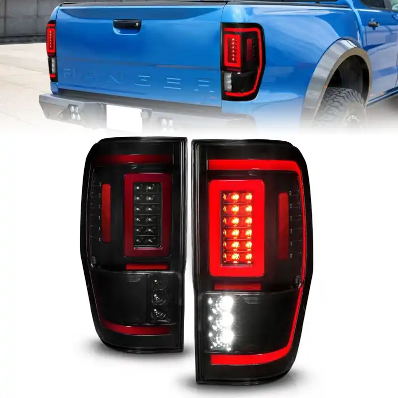 Direct From Manufacturer ANZO 19-22 Ford Ranger Full LED Taillights w/ Lightbar Sequential Signal Black Housing/Smoke Lens