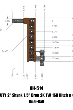 Low Price Gen-Y Mega Duty 2in Shank 7.5in Drop 2K TW 16K Hitch w/GH-051 Dual-Ball