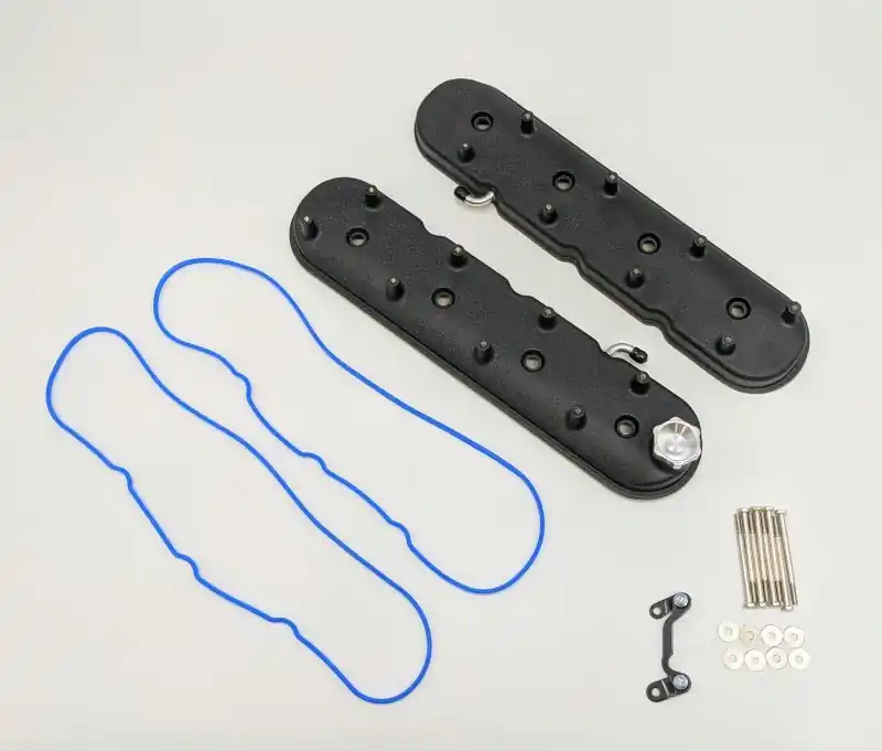 Must Have Granatelli 96-22 GM LS Standard Height Valve Cover w/Angled Coil Mount - Blk Wrinkle (Pair)