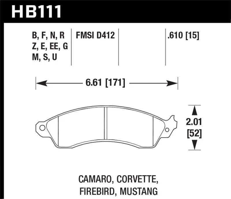 Hawk 94-04 Mustang Cobra / 88-95 Corvette 5.7L / 88-92 Camaro w/ Hvy Duty Brakes Front HPS Street Br Latest