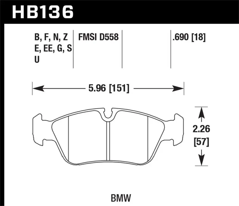 Hawk BMW 318i/318iC/318iS/318Ti/325Ci/325i/325iS/325Xi/328Ci/328iC/328iS/Z3 Race DTC-60 Frt Brk Pads Exclusive