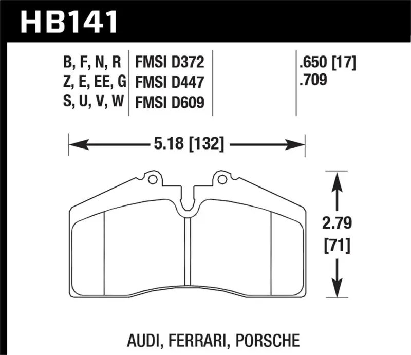 Hawk 94-96 Ferrari 456GT Rear / 91-94 Porsche 911 Rear / 94-98 Porsche 911 Front / 86-91 Porsche 928 Certified