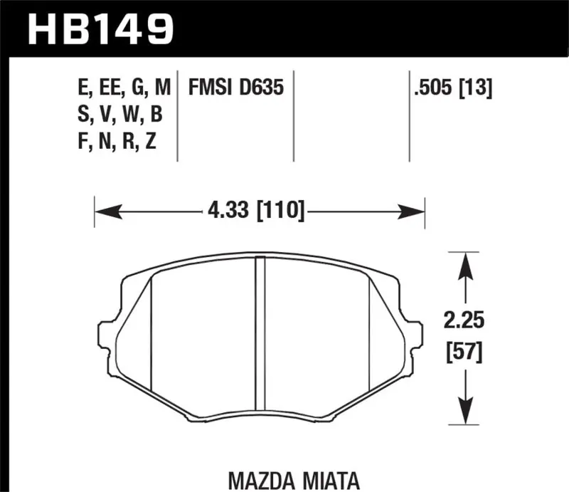 Hawk 94-05 Miata / 01-05 Normal Suspension HP+ Street Front Brake Pads (D635) Price Cut