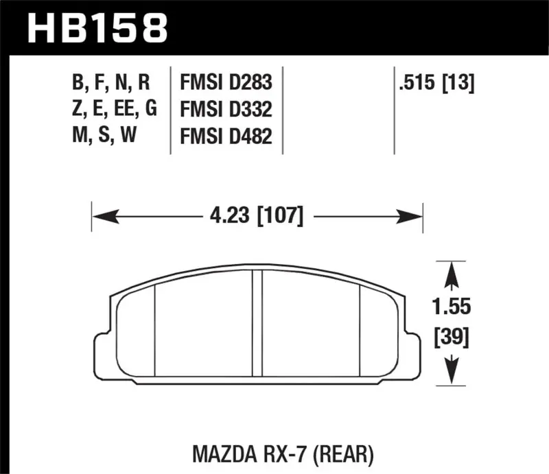 Grab Now Hawk 86-95 Mazda RX-7 HPS Street Rear Brake Pads