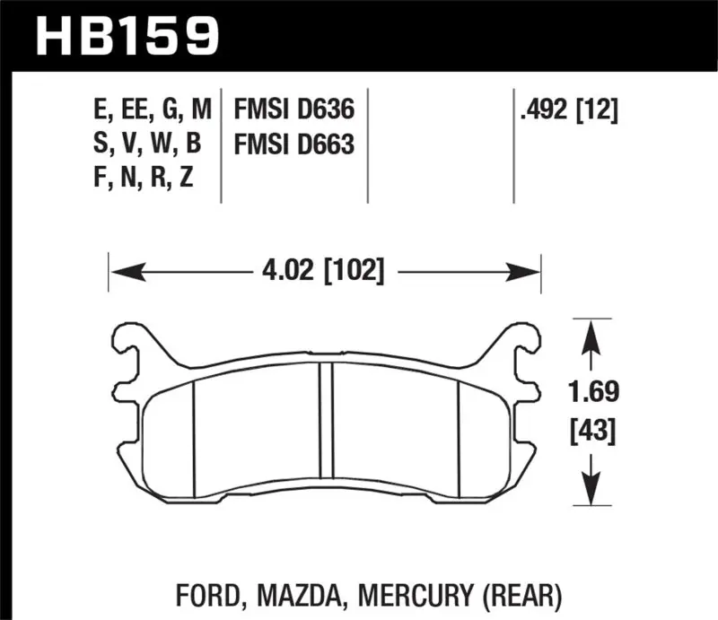 Brand New Hawk 2002-2004 Chevrolet Venture (FWD) HPS 5.0 Rear Brake Pads