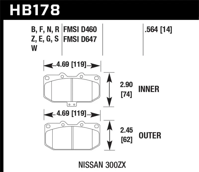 Direct From Factory Hawk 06-07 WRX / 89-96 Nissan 300ZX / 89-93 Skyline GT-R Performance Ceramic Front Pads