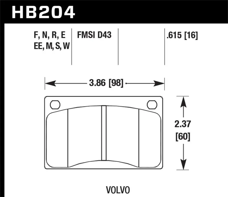 Premium Hawk 90-93 Volvo 240 DTC-30 Front Race Pads