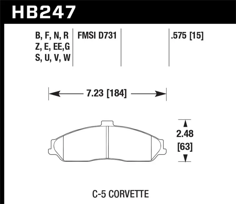Free Delivery Hawk 97-06 Corvette (incl C5 Z06) HP+ Street Front Brake Pads