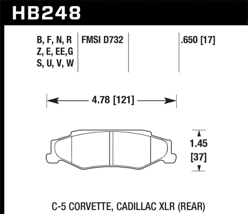 Best Seller Hawk 2008-2009 Cadillac XLR Platinum HPS 5.0 Rear Brake Pads