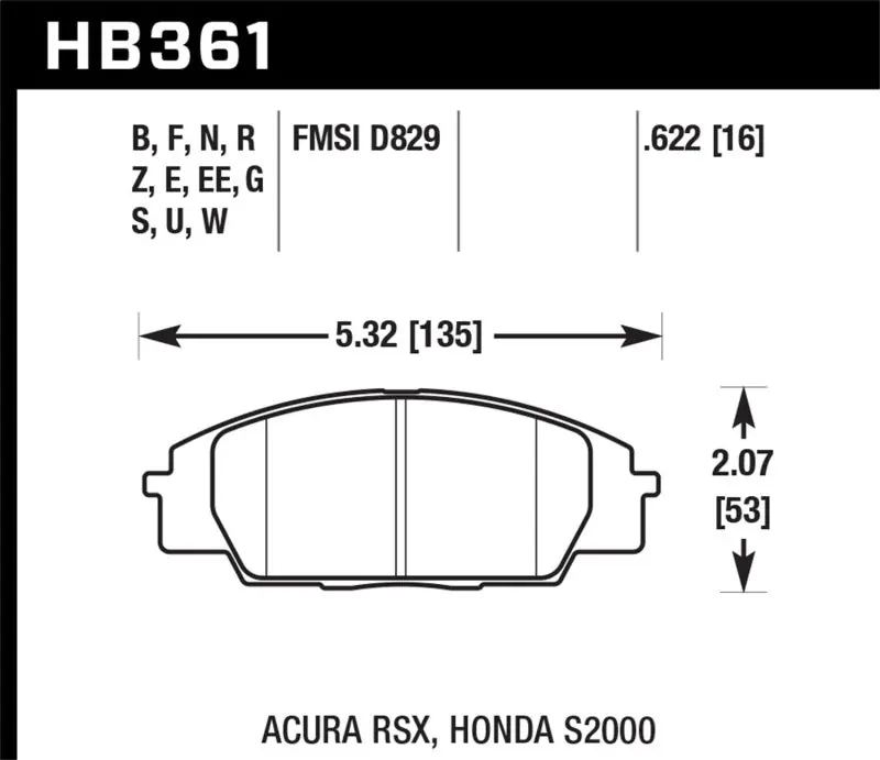 Worldwide Shipping Hawk Honda S2000/Civic Type R/Acura RSX Front Race Pads Blue 9012