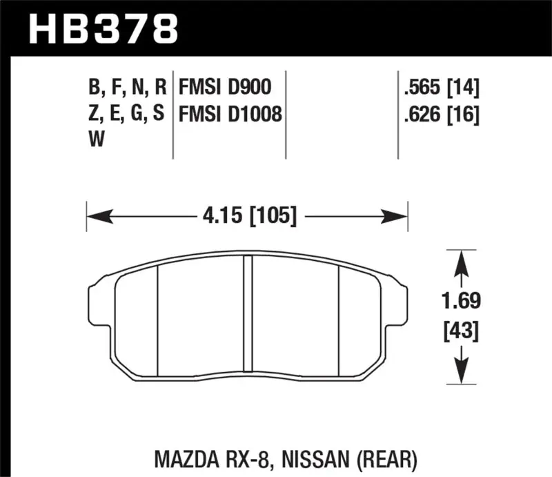 Sale Hawk Mazda RX-8 / Nissan Track DTC-60 Race Rear Brake Pads