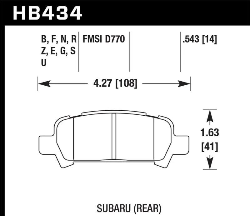 Free Delivery Hawk 02-03 WRX / 05-08 LGT D770 HP+ Street Rear Brake Pads