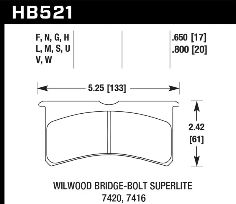 Hawk Wilwood Superlite 4/6 Forged DTC-60 Race Brake Pads Modern