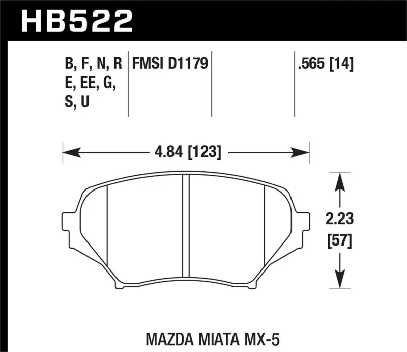 Hawk 06-10 Mazda Miata Mx-5 Front HPS Street Brake Pads Price Cut