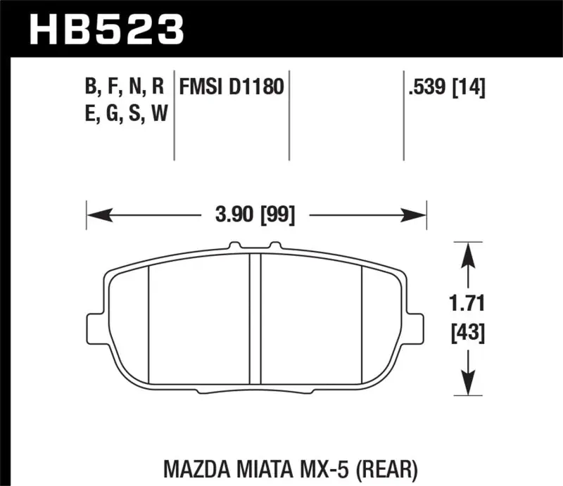 Trusted Brand Hawk 06-10 Mazda Miata Mx-5 Rear HPS Sreet Brake Pads