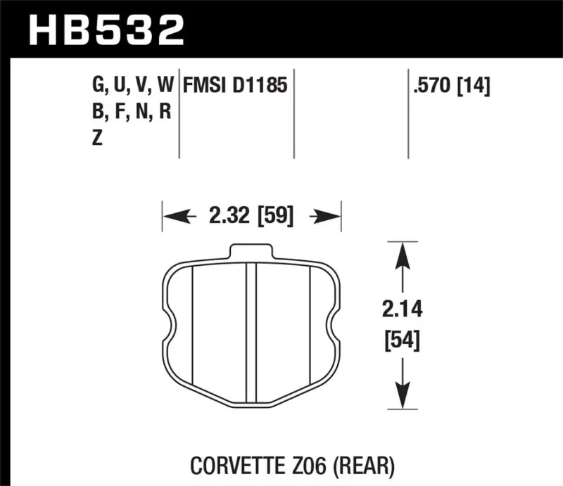 Markdown Hawk 06-10 Chevy Corvette (OEM Pad Design) Rear Performance Ceramic Sreet Brake Pads