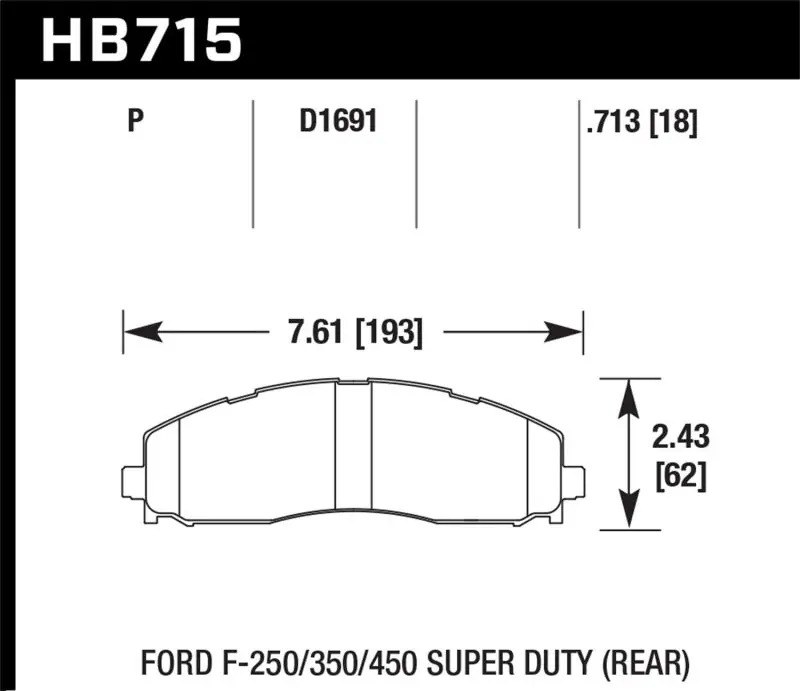 Authentic Hawk 2015 Ford F-250/350/450 Super Duty Rear Brake Pads
