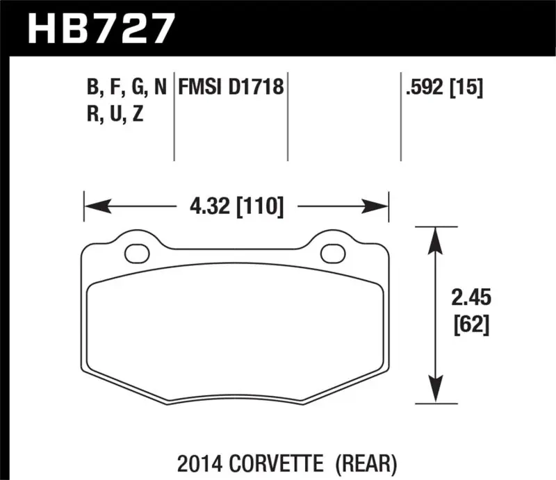 Hawk 2014 Chevrolet Corvette PC Rear Brake Pads Discount