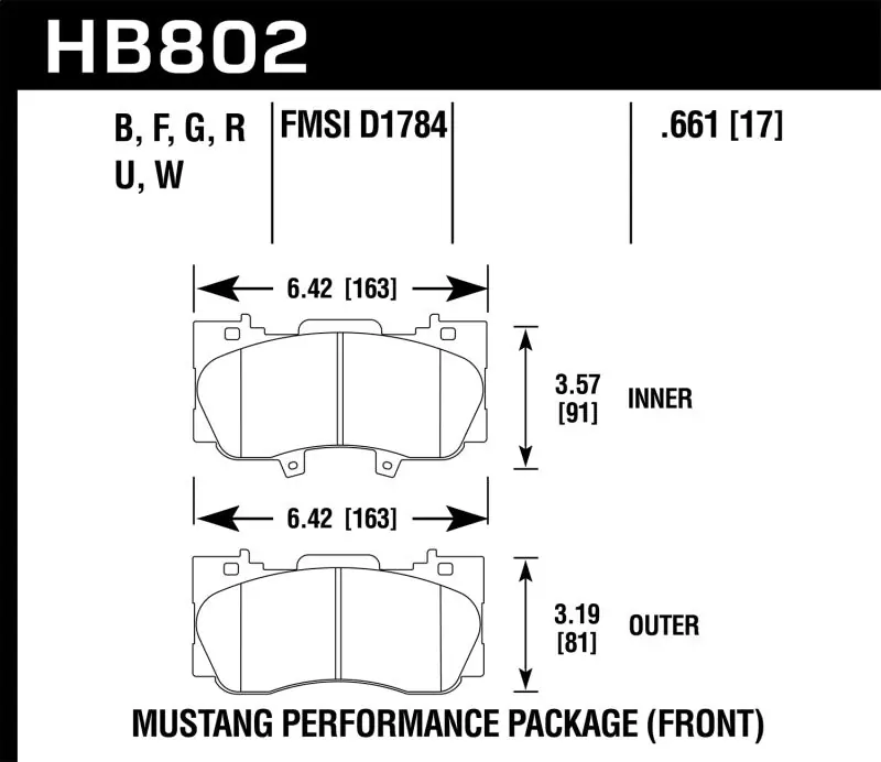 Hawk 15-17 Ford Mustang Performance Package HPS 5.0 Front Brake Pads Free Returns
