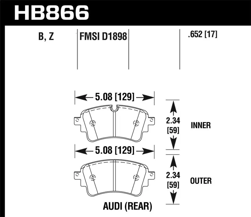Hawk 17-19 Audi A4 / 18-19 Audi A5 Performance Ceramic Street Rear Brake Pads Bargain
