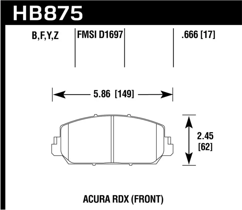Hawk 14-17 Acura RDX/RLX HPS 5.0 Front Brake Pads ( does not fit civic Type R) Fast Shipping