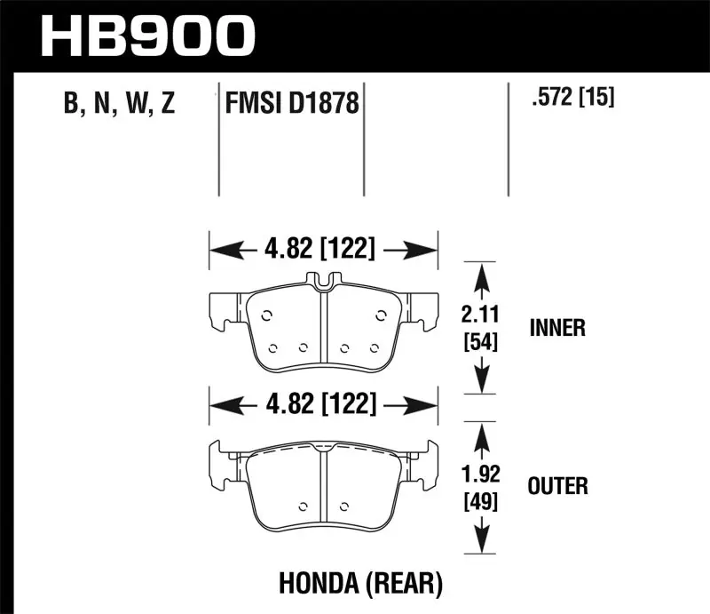 Hawk 16-19 Honda Civic (Excludes Si and Type R) HP+ Street Rear Brake Pads Popular