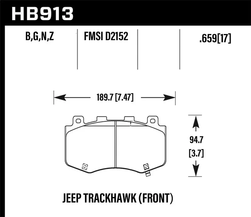 Trusted Brand Hawk 18-19 Jeep Grand Cherokee Performance Ceramic Street Front Brake Pads