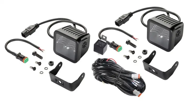 Worldwide Shipping Hella Universal Black Magic 3.2in L.E.D. Cube Kit - Flood Beam