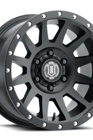 High Quality ICON Compression 17x8.5 6x5.5 0mm Offset 4.75in BS 106.1mm Bore Satin Black Wheel