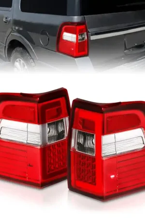 Next Day Delivery ANZO 07-17 For Expedition LED Taillights w/ Light Bar Chrome Housing Red/Clear Lens