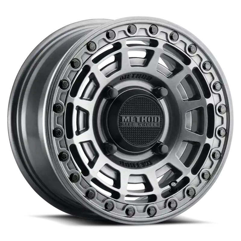 Best Seller Method MR415 Beadlock 15x7 / 5+2/38mm Offset / 5x4.5 / 76 CB Graphite Wheel - Gloss Graphite Ring