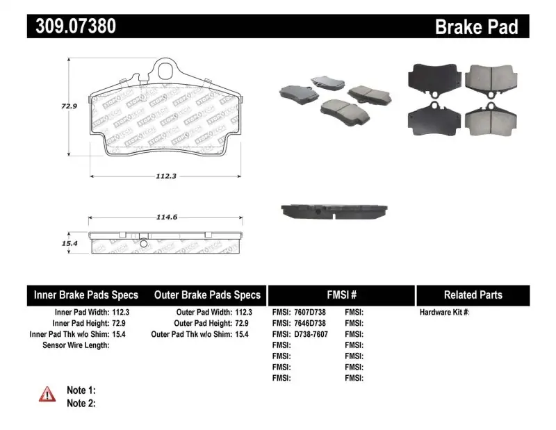 Top Rated StopTech Performance 97-04 Porsche Boxster / 00-08 Boxster S / 98-08 911 Rear Brake Pads