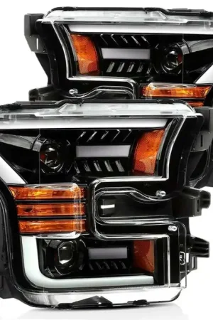 Buy Online AlphaRex 15-17 Ford F-150 PRO-Series Proj Headlights Plank Style Gloss Blk w/Activ Light/Seq Signal