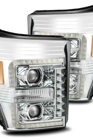 Get Yours AlphaRex 11-16 Ford F-350 SD LUXX LED Proj Headlights Plank Style Chrm w/Activ Light/Seq Signal/DRL