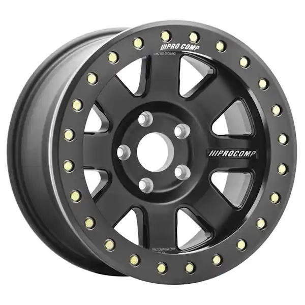 Trusted Brand Pro Comp Wheels 5175-798537 Trilogy Race SATIN BLACK 17x9 5x5.5 3.75BS Offset-30mm Cap P/N 507517001; 108500